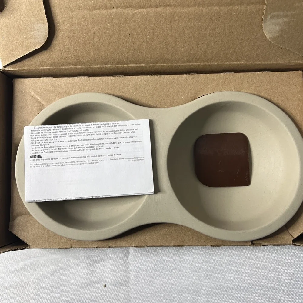Pampered Chef Stoneware Microwave Double Egg Cooker 1372 USA NIB